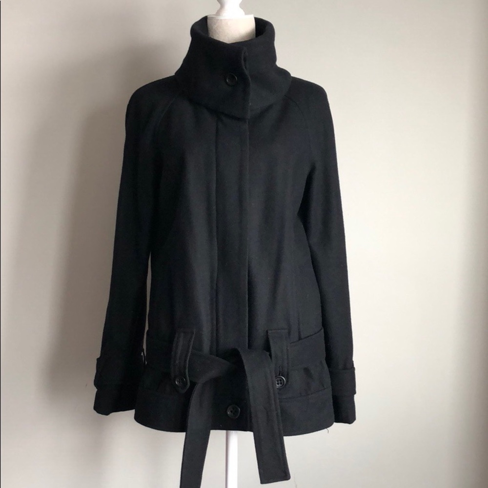 BB Dakota short belted wool funnelneck coat. Sz M